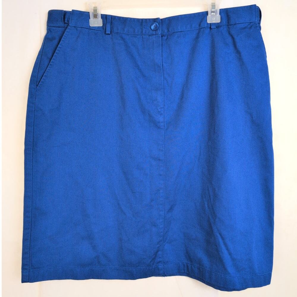 L.L. Bean blue cotton skirt Size 18 Classic Preppy Minimal Career Office